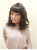 【morio池袋】黒髪リバースカールロブ