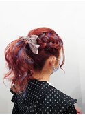編み込みポニーテール