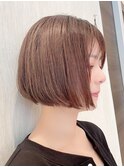 大人ガーリー チョコレート プリカール 小顔 丸みショートボブ