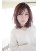 シルキーベージュ/斜めバング/グレージュカラー/デザインカラー