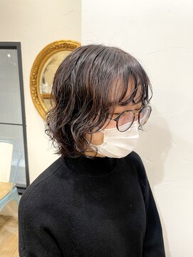 ゴーシェン 津田沼本店(Goshen) ボブレイヤーくしゅっとパーマ×ダークオレンジ