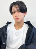 シースルーセンターパートモテる黒髪シークレットパーマ流行