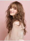 アプリコットオレンジハイライトカラーサーフカール夏くびれヘア