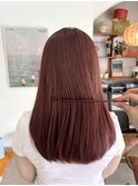 艶感レッドブラウンカラーロングレイヤーカット