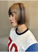 デザインカラー ポイントハイトーンカラー 切りっぱなしボブ