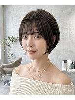 ヘアーズ ベリー 香椎店(hairs BERRY)&nbsp;丸みショートボブ×透明感暗髪グレージュで大人可愛いを作る