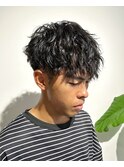 メンズ前下がりマッシュツイストスパイラルパーマ