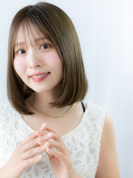 透明感カラー斜めバングツヤ髪レイヤーカットc小山20代30代40代