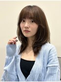 横浜髪質改善ミディアム韓国レイヤーハッシュカットくびれヘア