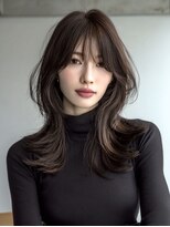 アース 上本町店(HAIR&MAKE EARTH)&nbsp;小顔レイヤーカット暗め艶カラー×くびれ韓国ヘア