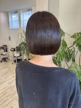 フゥカ 売市店(fuka) 【 朝の時短!艶カラー☆】丸みボブ × グレージュカラー 八戸