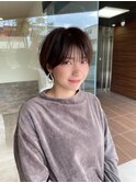 小顔ショートパーマ黒髪ハイライトカラー30代40代奈良大和八木