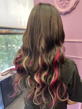 アンリップ ジー(salon unripG) h.i ダークブラウン ピンクホワイトハイライト