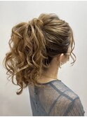 およばれヘアアレンジ 結婚式 ポニーテール