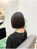 ボブ　ショート　艶髪　縮毛矯正　ストレート　ブラウン