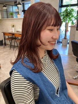 オンドバイサク(ondo by Saku) ピンクオレンジカラー/顔周りレイヤー