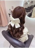 ねじりハーフアップ/梅田ヘアセット