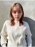 20代30代韓国風ヘアレイヤーカット_くびれヘア_オレンジベージュ
