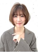 フェイスレイヤーふんわりショートボブマロンベージュ