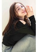 大人可愛い艶髪秋色カラーくすみベージュくびれロングレイヤー