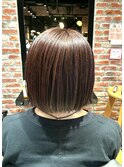 30代40代◎ハイライト白髪ぼかし小顔ひし形ショートボブ