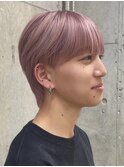 メンズハイトーンミルクティーピンクベージュカラーダブルカラー