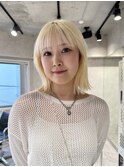 ダブルカラー&ブリーチ/結べるボブ/ホワイトブロンド
