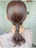 タイトポニー　金箔　ウェット感　ツヤ感　ミディアムヘア