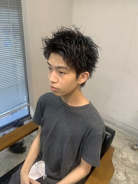 スレイ 西宮(SLAY) 波巻きハイライトアップバングツーブロックマッシュ