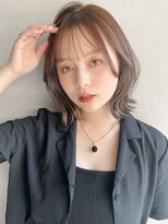 美髪イメチェンワイドバングイヤリングカラー外ハネボブa
