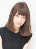内巻きミディアム/マロンベージュ/ワンカール/ロブ/長めボブ2
