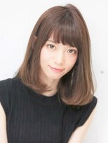 内巻きミディアム/マロンベージュ/ワンカール/ロブ/長めボブ2