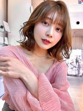 ミンクス 原宿店(MINX) 【MINX】くびれヘアアプリコットオレンジハイライトカラー表参道