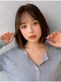 サイドバングこなれヘア艶感くびれヘアセミディ前髪モテ髪