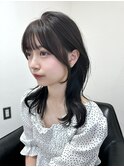 ミディアムレイヤー 艶カラー 暗髪 韓国風 髪質改善 福岡美容室