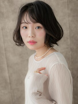 カバーヘア ブリス 大宮西口(COVER HAIR bliss) 黒髪外ハネハッシュウルフAラインショートボブパーマ30代40代W