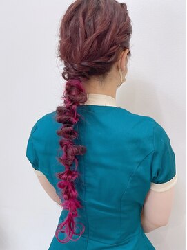 リノショアーズ 日本大通り店(RINOSHORES) インナーカラー編み下ろしアレンジローズピンク高発色maaya