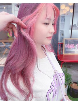 ボックスミコ(Box mico.) 【BOXmico.】ピンクでフェイスフレイミング★艶ロング