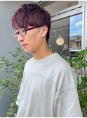 束感ショート×ボルドーカラー