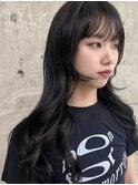 グレーアッシュ フェイスレイヤーカット くびれヘア ブルー