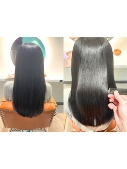 縮毛矯正×髪質改善で最高級の艶髪に◎髪への負担を最小限に抑え、理想のサラサラストレートへと導きます◎