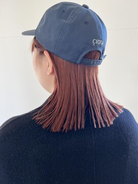 ヒュー(HUE) 切りっぱなし/オレンジベージュ