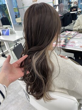 ブラウン(Brown) ミディアムヘア/デザインカラー/フェイスフレーミング/藤沢