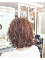 ヘアデザインカーム(hair design calm)&nbsp;外ハネショート×オレンジ