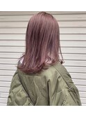 ブリーチを使ったダブルカラーのスモーキーピンク