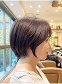 カールセミディシアカラー姫カットダークアッシュショート