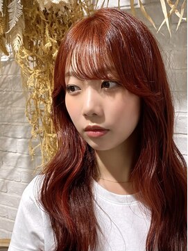 エイム(A-im) 韓国風顏周り×テラコッタオレンジ　ブリーチなしダブルカラー