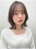 小顔黒髪オリーブグレーココアベージュクラゲヘアーa