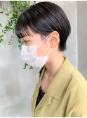 マッシュショート、耳かけショート、ワイドバング、オリーブ