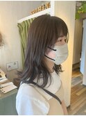 外はねセミロング×ダークブラウン